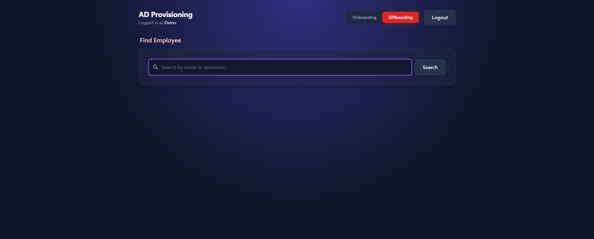 Offboarding Form — Search and Select User